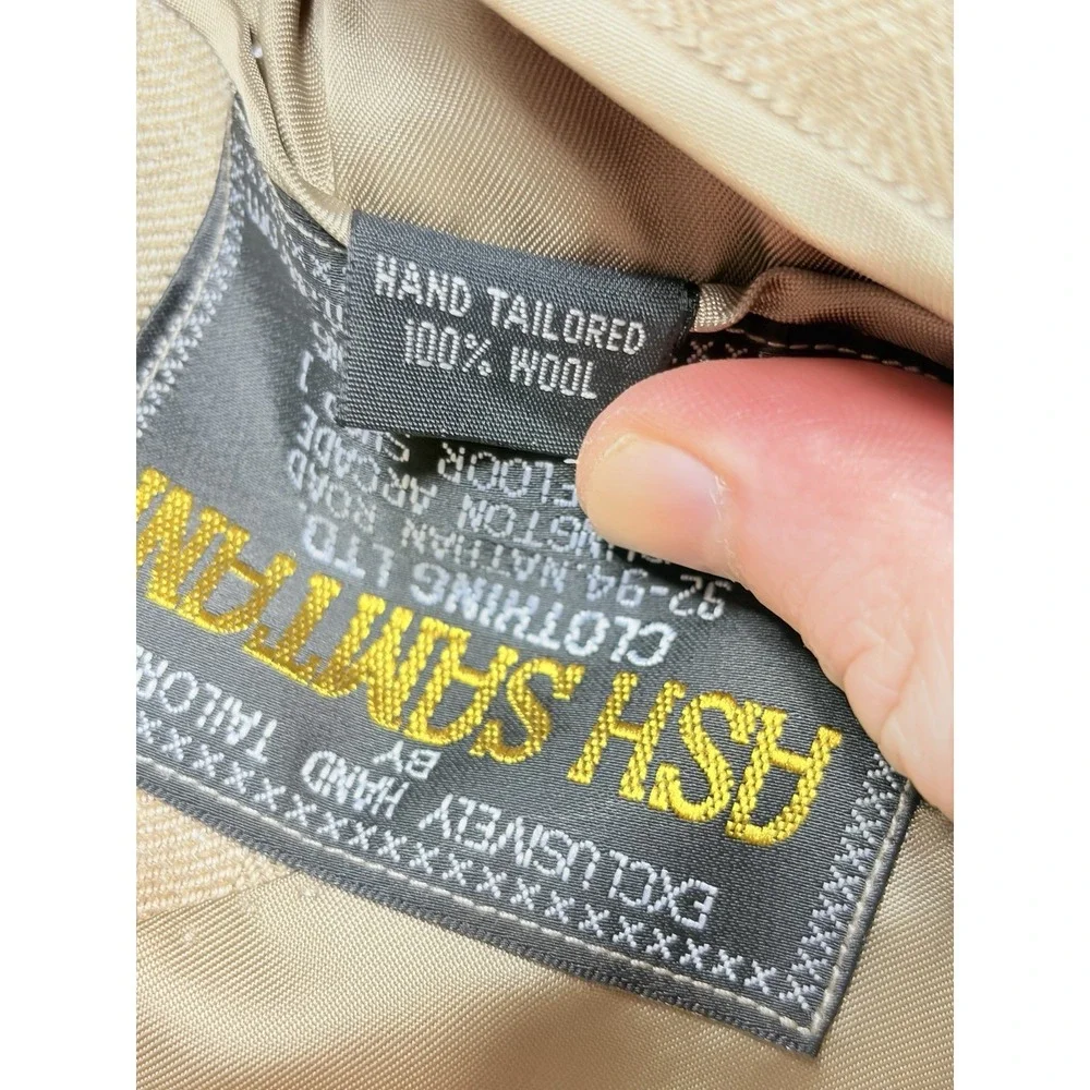 Ash Samtani Hand Tailored 100% Wool 46R Herringbone Blazer Marzoni Fabric Italy